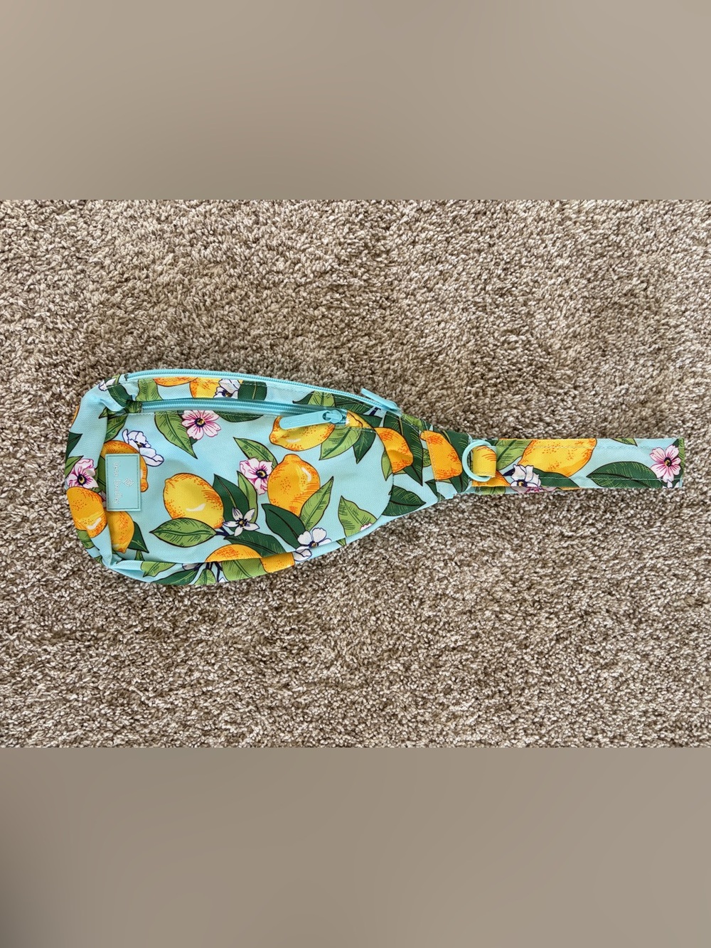 Vera Bradley Aqua Lemon Print Crossbody Sling Bag